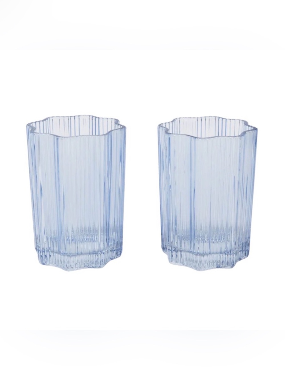 Glasshauseco Blue Ribbed Glass Tumbler Set of 2